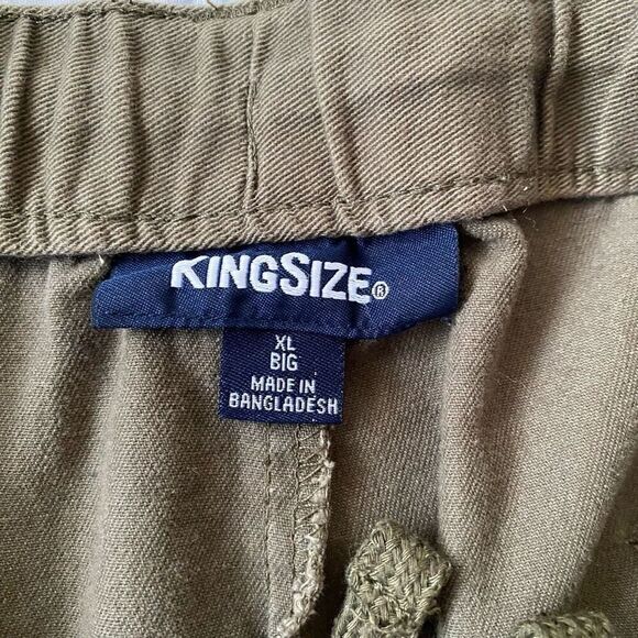 Kingsize men XL Big chino shorts w/elastic and drawstring waist olive green - Picture 6 of 10